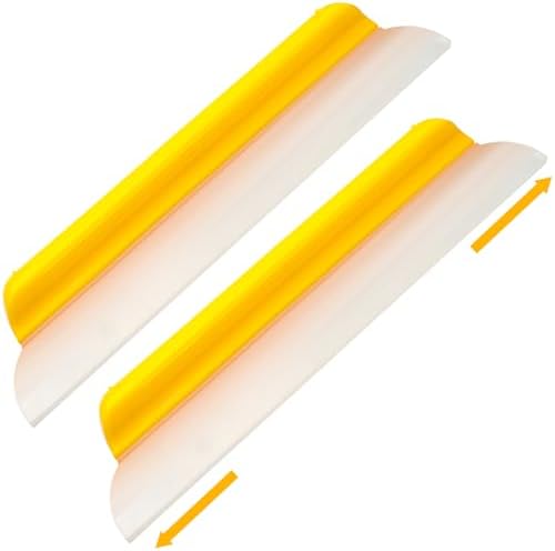 2 Pack 14 Inch Car Drying Squeegee Yellow Longer Silicone Water Squeegee Window Shower Blade Automotive Squeegees Flexible Auto T-bar Rubber Squeegees for Car Windshield Glass Bathroom Wash Tool