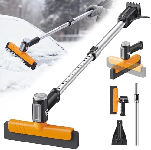 Ice Scrapers for Car Windshield & Snow Brush for Car, 3-in-1 Extendable Snow Brush 12 Adjustable Lengths with Detachable 360° Pivoting Head, Extendable Snow Brush for Truck SUV (24.4"-37.4")
