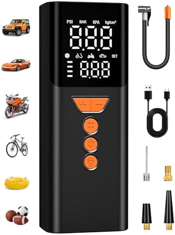 Tire Inflator Portable Air Compressor,Bike Pump with Memory Function