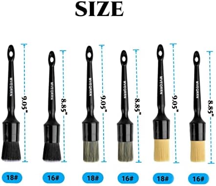 MVEQRRN 6pcs Car Detailing Brush Set-2pcs Boars Hair Car Detailing Brushes,2pcs Ultra Soft No Scratch Detailing Brush for Air Vent,Leather Seat 2pcs Detail Brushes car Detailing for Interior Exterior