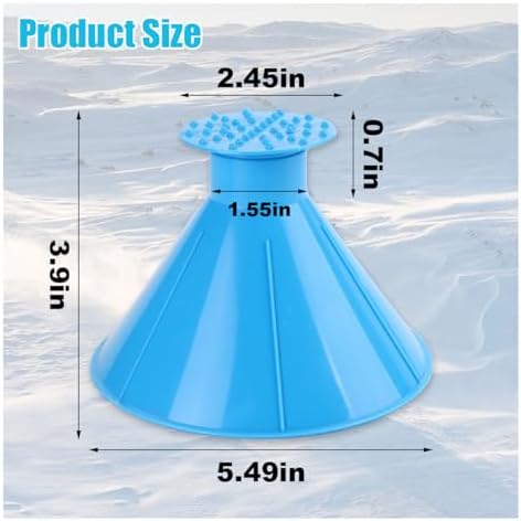 GLSOWEE 4PCS Magical Ice Scrapers for Car Windshield, Cone-Shaped Car Snow Remover with Funnel, Round Snow Scraper Car Snow Removal Shovel Tool, Frost Wipe Scraper Car Window Cleaner for Ice & Snow