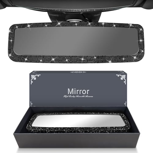 Bling Car Rear View Mirror, black rhinestone car accessories