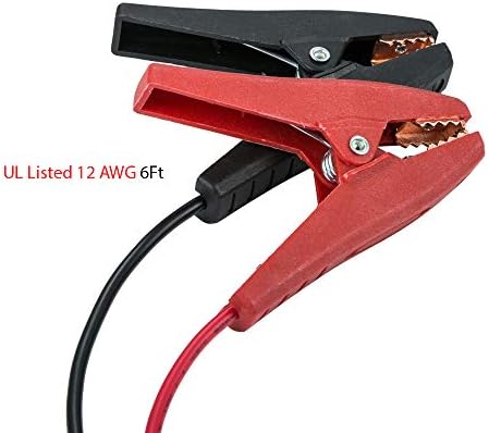 Battery Alligator Clips Clamp Clip-on to 3/8" Ring Eyelet Terminal Boost Cable Heavy-Duty 30A Fuse 12V/24V 12AWG Cord 6Ft
