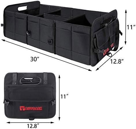 AUTOARK Multipurpose Car SUV Trunk Organizer with Removable Insulation Leakproof Cooler Bag,Durable Collapsible Adjustable Compartments Cargo Storage,AK-100