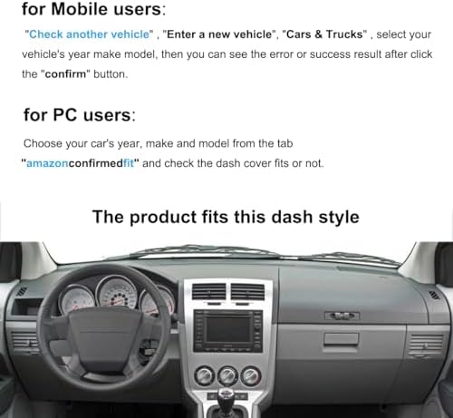 Dash Cover Mat Custom Fit for Dodge Caliber K346 (Dark Gray)