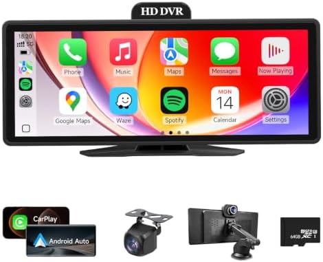 10.26'' Portable Carplay Screen for Car with Dash Cam & Backup Camera