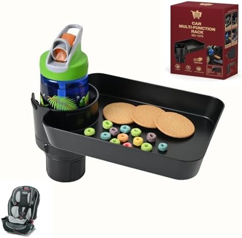 Car Seat Tray, Adjustable Base and Silicone-Supported Anti-Shake Cup Holder, Car Seat Tray for Kids Travel, Car Seat Snack Tray, Car Tray for Toddler, Family Road Trip Essentials for Kids