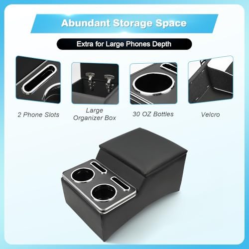 Center Console, Universal Front Bench Seat Consoles,Truck Seat Organizer and Storage,Center Console for Truck & Minivan & Car& SUV Cab Front Seat Bench Seat Storage Box (Regular)