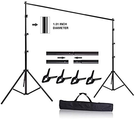 HYJ-INC 10ft x 8.5ft Adjustable Photography Backdrop Support System Photo Video Studio Muslin Background Stand Kit with Carry Bag