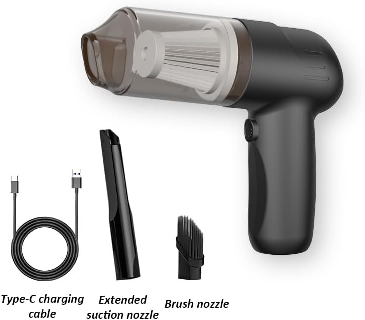 Car Vacuum for Chrysler Pacifica Pacifica Plug-in Hybrid Voyager, Cordless Handheld Vacuum with USB Rechargeable Battery Compact Car Cleaning Tool Crevice Nozzle and Brush Attachment