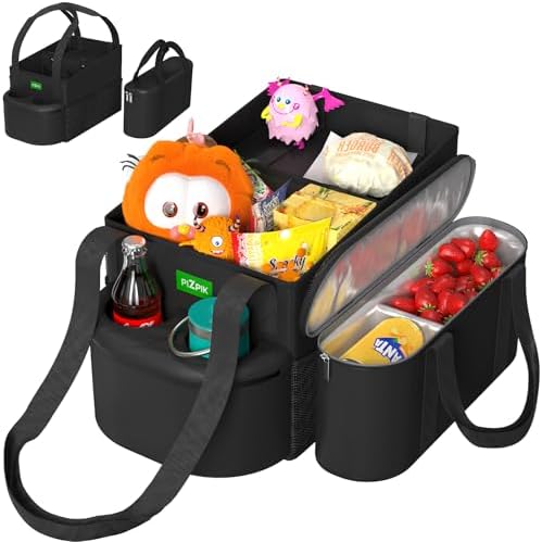 Plzpik Large Car Seat Organizer with Removable Cooler Bag for the Front or Back Seat for Kids and Adults.Versatile for Use in Multiple Scenarios.