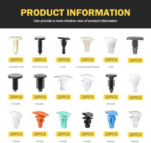 360Pcs Weatherstrip Retainer Clips Quick-Select Kit Assortment, Nylon Door Seal Fasteners, Compatible with Ford GM Chrysler VW Multiple Vehicles (Multicolor)