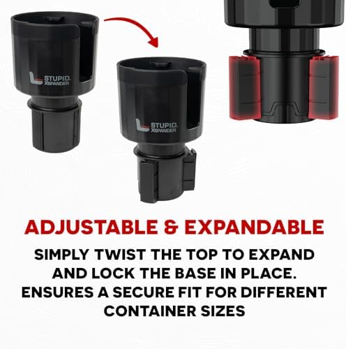 Stupid Technologies - XSpander – Universal Cup Holder Expander for Yeti, Hydro Flask & Big Bottles – Adjustable, Durable, Car Compatible – Black