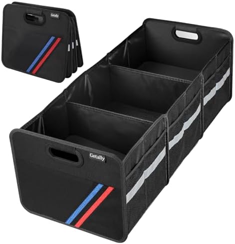 Trunk Organizer for Car, Collapsible Trunk Organizer with Multi Pockets, 3 Compartments Storage Organizer for Car SUV, Truck, Sedan