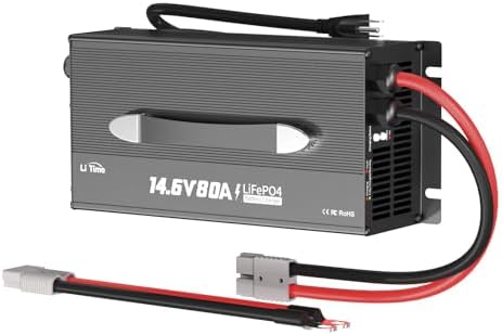 LiTime 12V 80A Lithium Battery Charger for LiFePO4, Fast Charging, AC-DC