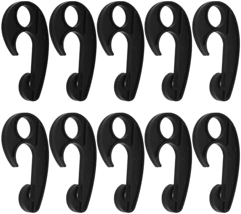 10PCS Black Plastic Hook PVC Car Cover Tarpaulin Rope Hook Cargo Cover Net Hooks for Cargo Net Bungee Net Truck Net Truck Storage Rack 90x52mm, VE091W