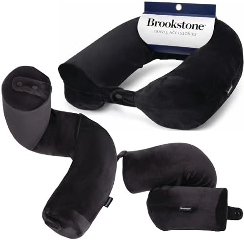 Brookstone Free Form Travel Pillow - Lightweight Flexible Memory Foam Travel Neck Pillow for Sleeping, Car, Airplane & Travel Support, Size: One Size, Black