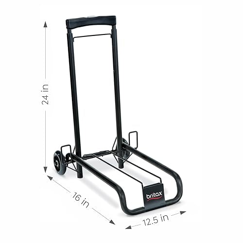 Britax Car Seat Travel Cart | Adjustable Handle + Compact Fold + Fits in Airplane Overhead Bin , Black, 42x13.5x5.5 Inch (Pack of 1)