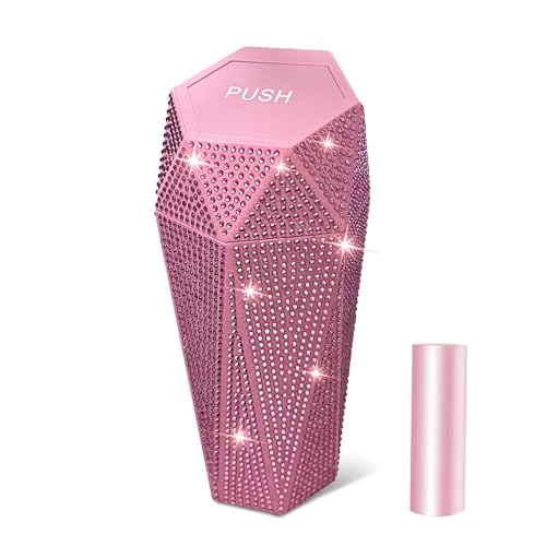 NBTEPEM Bling Car Trash Can with Lid, Bling Car Accessories Trash Bin, Leakproof Auto Garbage Can with 30 Trash Bags, Multipurpose Organizers and Storage for Home, Office (Pink Diamond)