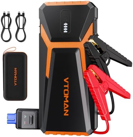 VTOMAN V10 Pro 4500A Jump Starter, Portable Car Starter (All Gas, 10.0L Diesel Engine) 12V Lithium Jump Box, Battery Booster Power Pack, Car Battery Charger Jumper with Type C Quick Charge, LED Lights