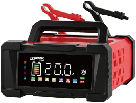 Battery Charger 20-Amp 12V/24V Smart Trickle Charger for Car - Battery Maintainer Trickle Charger, and Car Battery Charger Heavy Duty with Temperature Compensation for Automotive Truck Motorcycle
