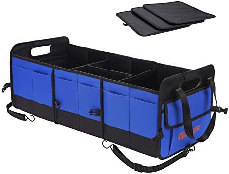 AUTOARK Multipurpose Car Trunk Organizer with Straps,Non-Slip Waterproof Bottom,Durable Collapsible Adjustable Compartments Cargo Storage,Upgraded Handle,AK-076