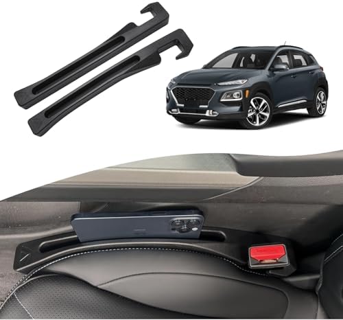 Kona Seat Gap Filler, Car Seat Gap Filler Organizer Stop Things from Dropping Customized Interior Accessories for Car, Black Pack of 2