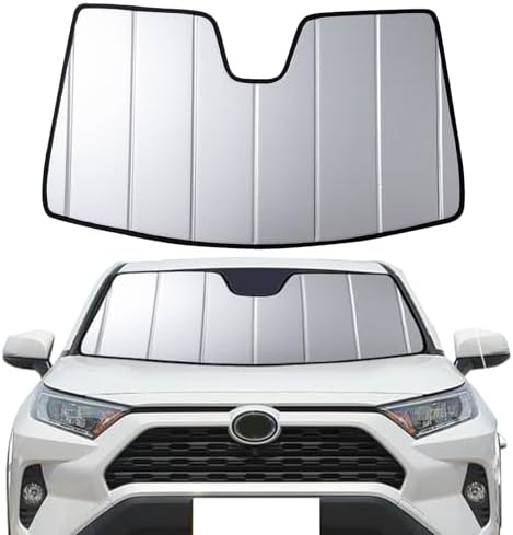 2019-2025 RAV4 Windshield Sun Shade Compatible for Toyota Rav4 LE,XLE,XSE Hybrid, 2021-2024 RAV4 Prime Custom-fit Foldable Sun Visor Window Sunshade with Storage Bag