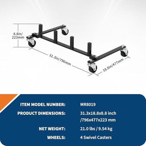 Heavy-Duty Car Dolly Storage Rack with 360° Swivel Casters, 4-Wheel Dolly Holder for Universal Fit, Jack Stand Organizer for Garage and Auto Shop, Durable Workshop Solution