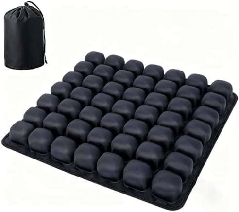Inflatable Airplane Seat Cushion for Long Flights, 3D Airbag Pressure Relief Cushion, No Pump Needed, Portable Press Inflate Pad with Storage Bag for Office, Car, Stadium & Wheelchair