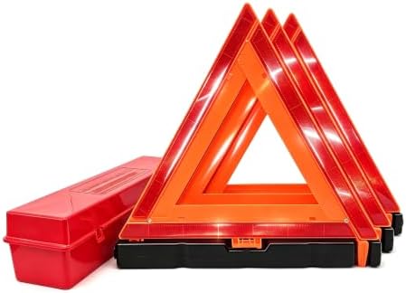 Emergency Reflective Warning Triangle 3-Pack with Case, 17 in