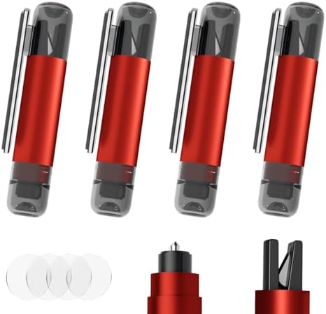 Window Breaker Seatbelt Cutter, 2-in-1 Car Glass Window Breaker Tool, Safety Hammer with Test Glass, Spring Loaded Emergency Escape Hammer for Sinking Cars, Flood Rescue 4PCS (Red)
