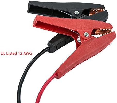 Battery Alligator Clips Clamp Clip-on to Ring 3/8" Ring Eyelet Terminal Boost Cable Heavy Duty 30A Fuse 12V/24V 12AWG Cord 3Ft