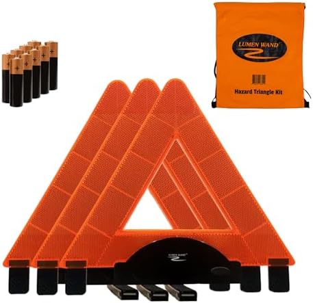 Lumen Wand 12 Pack LED Reflective Roadside Warning Emergency Triangle