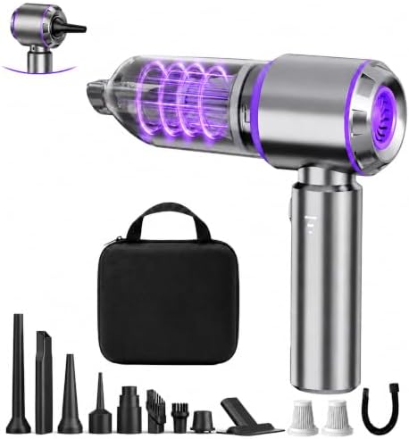 Mini Car Vacuum Cleaner Portable Cordless, 21000PA High Power Small Vacuum Cleaner Handheld Vacuum, Compressed Air Duster & Air Blower & Aspiradora para Carro for Car, Home, Office, Pet