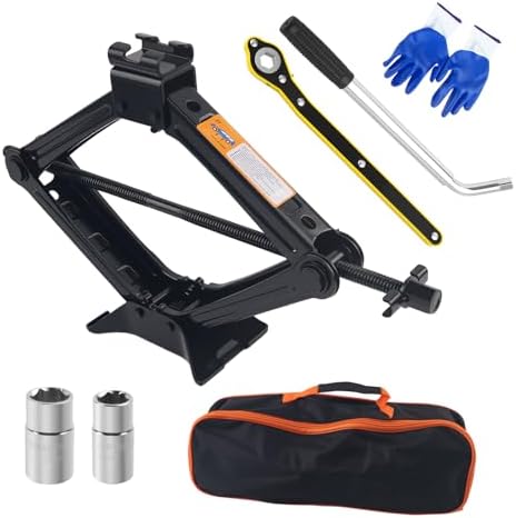 Car Scissor Jack Kit with Lug Wrench & Ratchet Wrench,2T Car Jack Kit for Cars Lifting & Tire Changing,Heavy Duty Scissor Jacks for Cars Tools Lift Range from 3.93" to 15.35"