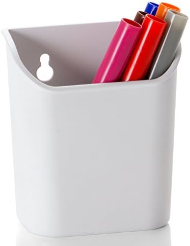Officemate Magnetic Pencil Cup, Heavy-Duty Pen and Pencil Holder, Wall or Cubicle Mount Organizer, 2.05 x 4.07 x 4.72-Inches, White