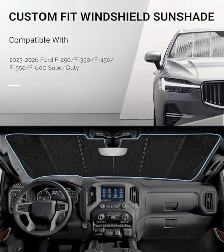 Pigenius Windshield Sun Shade for Ford F-250/F-350/F-450/F-550/F-600 2023-2026 Front Window Sunshade - AstraGuard