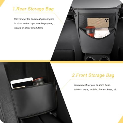 Tumecos Car Handbag Holder Between Seats, Multifunctional Car organizer for Center Armrest Box,Car Storage Bag Pocket Handbag Purse Holder for Storage, Large capacity, wear resistant(Black)