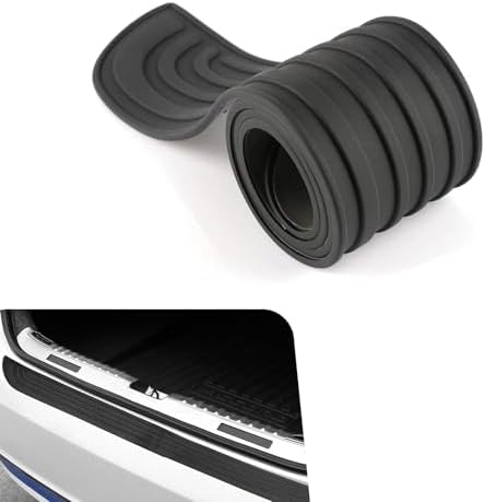 Car Rear Bumper Protector, Resistant Trunk Door Entry Guards, Anti Slip Auto Doors Entry Guards Door Sill Protector, Universal Rubber Edge Step Dust Sticker for Cars SUVs (40.9×3.5 inch)