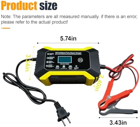 Car Battery Charger, 12V 6A Automatic Smart Battery Trickle Charger with LCD Display, Battery Maintainer Desulfator with Temperature Compensation, Universal for Car, Truck, SUV RV, Boat