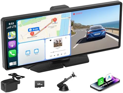 Carplay Screen for Car Portable CarPlay & Android Auto 10.26" 4K 350 Rotation Dash Cam Carplay
