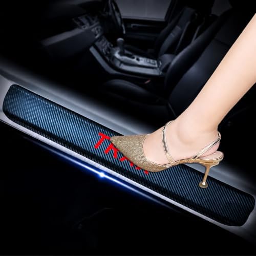 4Pcs Car Door Sill Protector for Chevy Trax, Carbon Fiber Anti-Scratch Guard for Chevy Trax Accessories - Self-Adhesive Car Door & Sill Protector -RED