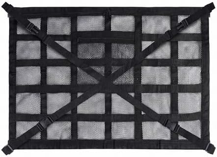 1 PC Car Ceiling Cargo Net, Double Layer Mesh Roof Storage Bag, 31.5" x 21.6" Overhead Organizer with 4 Straps, Universal for Most Cars, Trucks, SUVs (Black)