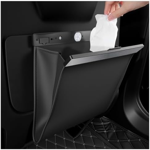 LED Car Trash Can Leak-Proof,Strong Magnetic Fast Closing Car Trash Bin as Cars Organizers and Storage,Cars Garbage Can with Automotive Trashs Bag for Backseat,Console,Door