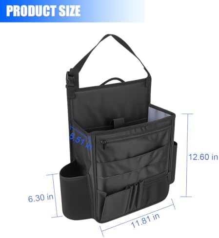 Car Front Seat Organizer, Multi-Pocket Vehicle Hanging Passenger Back Seat Storage Bag with Adjustable Straps, Automotive Interior Storage Organizer, Universal for SUV RV Truck