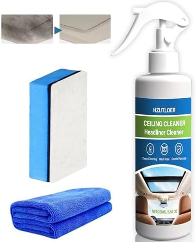 Car Headliner Cleaner, 256ML Multi-Functional Car Interior Roof Fabric Cleaner, Multi-Purpose Interior Stain Remover for Ceiling, Seats & Upholstery, No Rinse Required