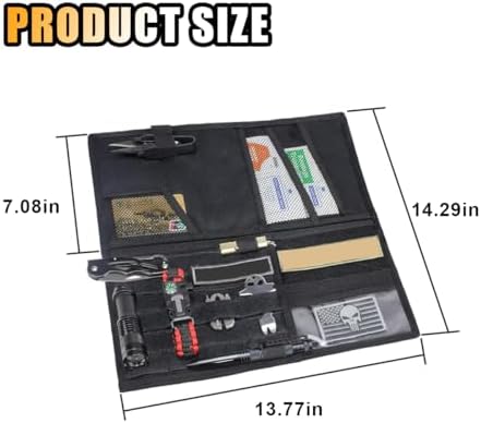 Tactical Molle Car Sun Visor Organizer, Large Molle Visor Panel Storage Pouch Holder, Tactical Gear Truck Storage Shelf, 600D Car Sunshade Storage Bag for Large Vehicle (Black)
