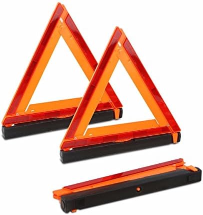 Stark USA 3-Pack Warning Triangle Foldable Emergency Warning Sign Reflector Roadside Hazard Sign High Stability DOT Approved Frame w/Storage Case