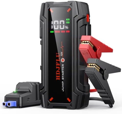 4000A Portable Car Jump Starter, Battery Jump Starter for 8L Gas & 6L Diesel Engines, 10 Safety Protections, 12V Jump Box with Jumper Cable, LED Light, 2.0" LCD Display for Trucks SUV RVs Boats
